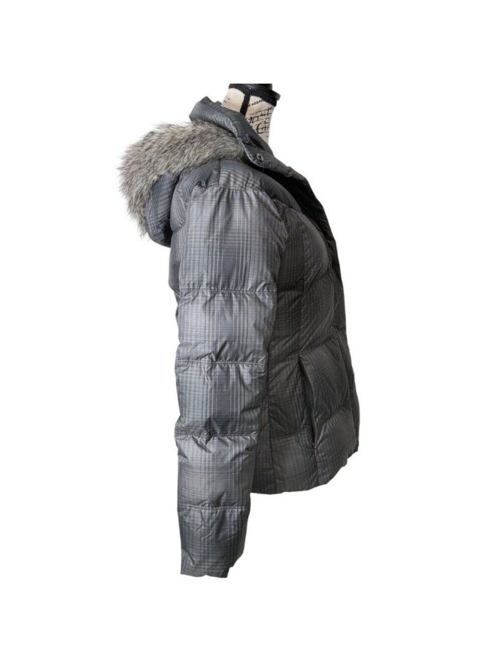Columbia Womens Small Down Puffer Jacket Faux-Fur-Hood Omni-Shield Gray Coat - Picture 2 of 7